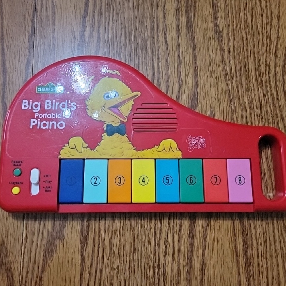 Vintage WORKING BIG BIRD'S PORTABLE PIANO Sesame Street SIGHT & SOUND